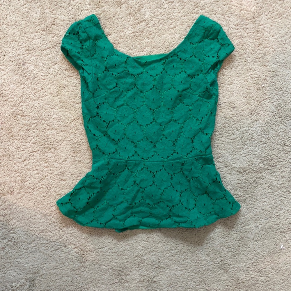 Green peplum top